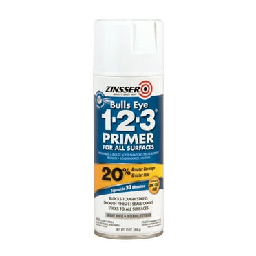 White, Zinsser Bulls Eye Water-Based 1-2-3 For All Surfaces Primer Spray -2008, 13 oz