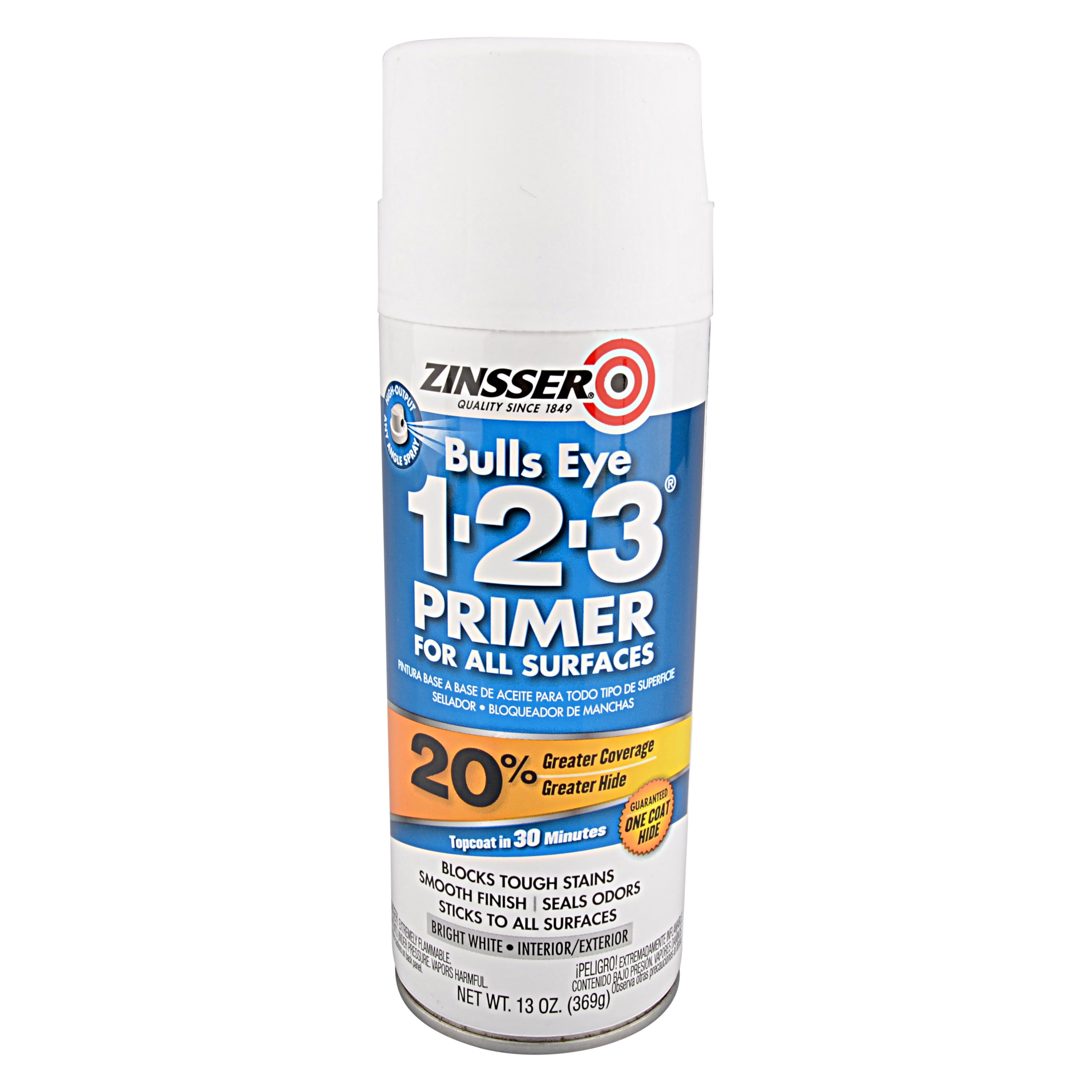 White, Zinsser Bulls Eye WaterBased 123 For All Surfaces Primer