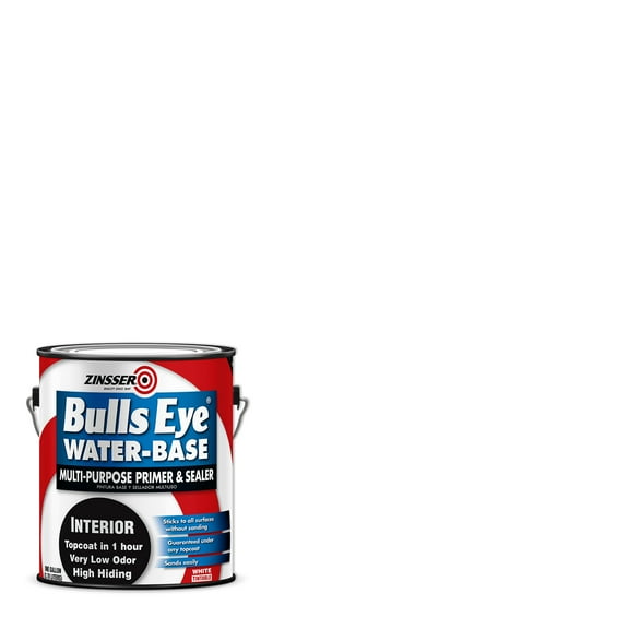4 Pack, White, Zinsser Bulls Eye Water-Based Flat Primer- 2241, Gallon