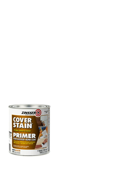 White, Zinsser Cover Stain Flat Oil-Based Interior and Exterior Primer and Sealer-345249, Quart