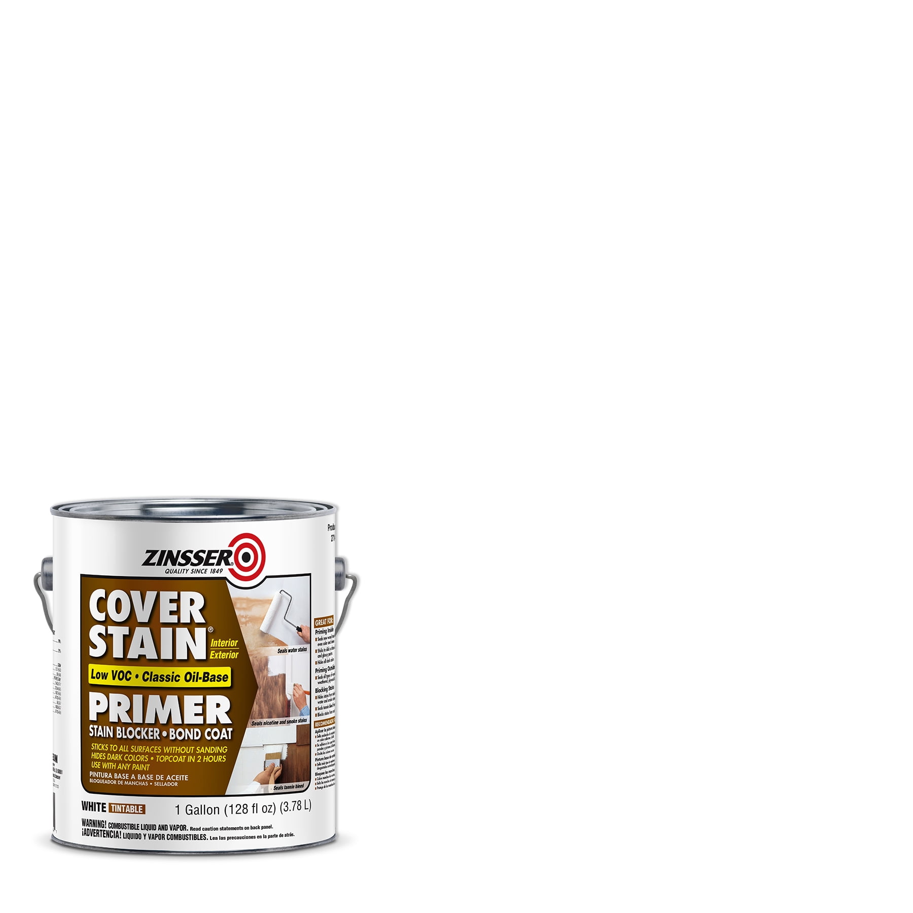 White, Zinsser Cover Stain Low VOC Stain Blocker Primer Flat271448