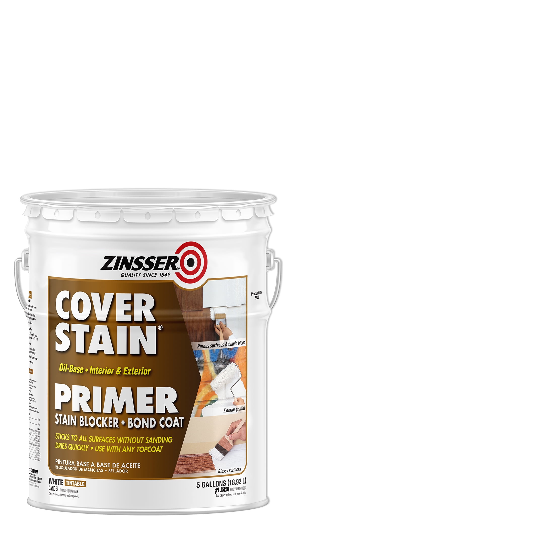 White, Zinsser Cover Stain Oil Base Primer3500, 5 Gallon