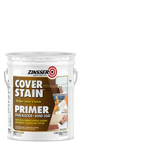 White, Zinsser Cover Stain Oil Base Primer-3500, 5 Gallon