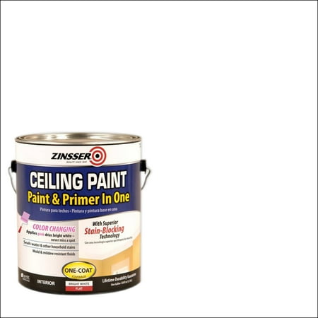 White , Zinsser Flat Ceiling Paint & Primer in One- Gallon, 1 Pack