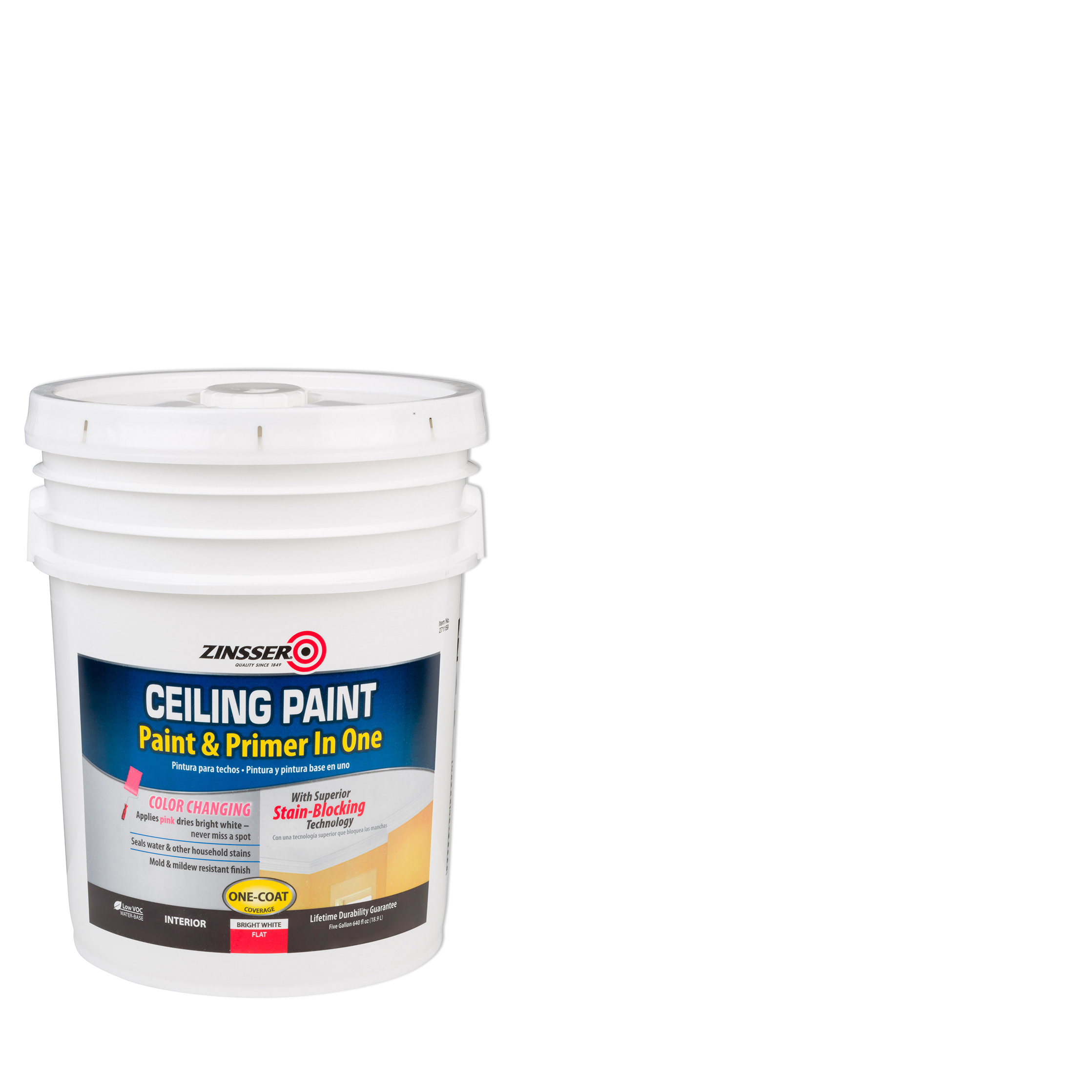 White, Zinsser Flat Ceiling Paint and Primer- 5 Gallon, 1 Per Pack - image 1 of 5