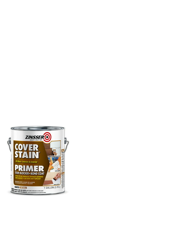 White, Zinsser Flat Cover Stain Oil Base Primer- Gallon, 4 Pack