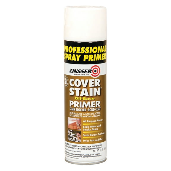 White, Zinsser Flat Cover Stain Oil Base Primer Spray (Pro Pack)- 16 oz, 1 Case ( 6 each)