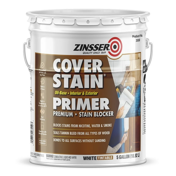 White, Zinsser High Hide Cover Stain Primer- 3500, 5 Gallon