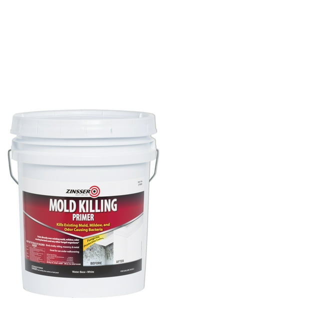 White, Zinsser Mold Killing Flat Primer276088, 5 Gallon, 1 per Pack