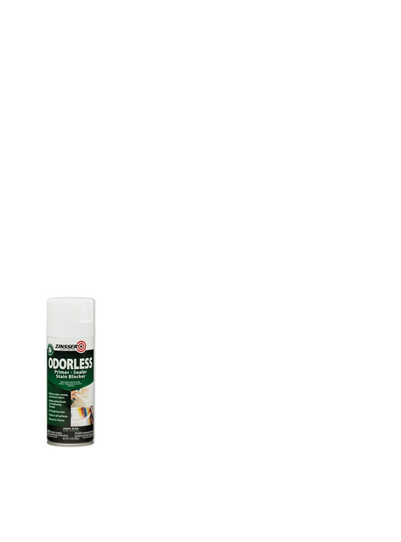 White, Zinsser Odorless Oil-Based Stain Blocker Interior Primer and Sealer Spray- 3959, 13 oz