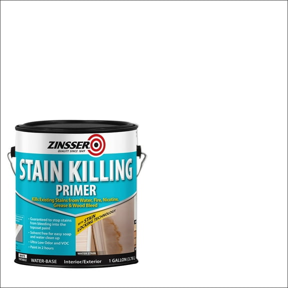 2 Pack, White, Zinsser Stain Killing Flat Primer- Gallon