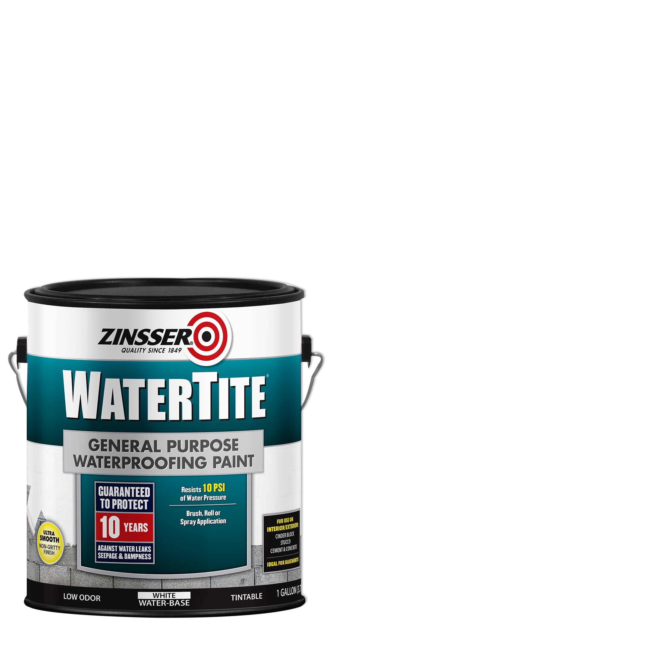 2 Pack, White, Zinsser WaterTite Matte General Purpose Waterproofing Paint, 1 Gal