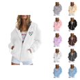 thumbnail image 1 of White Zip Up Hoodie Womens Hoodie Oversized Sweatshirt Casual Hoodie Daily Wear Casual Women's Hoodies And Sweatshirts Zip Up Long Sleeve Pocket Drawstring Jacket For Daily Wear, 1 of 4