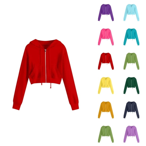 White Zip Up Hoodie Womens Sweatshirt Cropped Hoodie Oversized Hoodie Women Style Women Casual Solid Long Sleeve Zipper Pocket Shirt Hooded Sweatshirt Tops