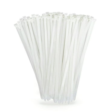 White Zip Ties Heavy Duty - 12" Self-Locking Cable Ties (100 Pack) with 120lbs Tensile Strength for Indoor and Outdoor Use by Bolt Dropper