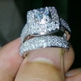 thumbnail image 1 of His And Hers Matching Ring Sets Elegant Alloy Metal Rings With Artificial Gemstones White Zircon Inlaid Wedding, 1 of 6