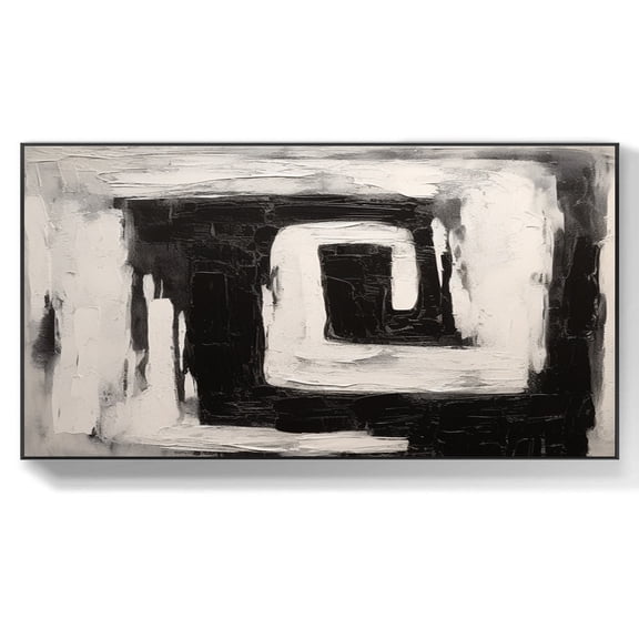 White abstract art black and white texture wall black and white art painting white 3D texture art black and white minimalist painting,(81*162cm)32*64 Inches,Unstretched,Frameless