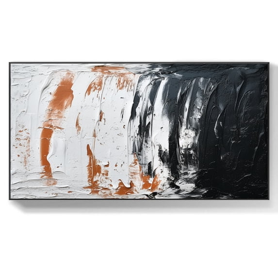 White abstract wall art black and white art black and white abstract art painting 3d texture art black and white abstract painting,(122*244cm)48*96 Inches,Unstretched,Frameless