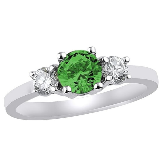 AFFY White & Green Natural Diamond Three Stone Fancy Ring in 14K Solid Gold (0.75 cttw) By