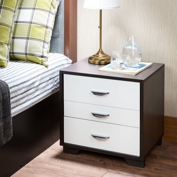 White and Black 3 - drawer Rectangular End Table / Spacious Drawers for Primary Living Areas