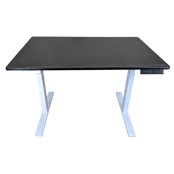 White and Black Bamboo Dual Motor Electric Office Adjustable Computer Desk