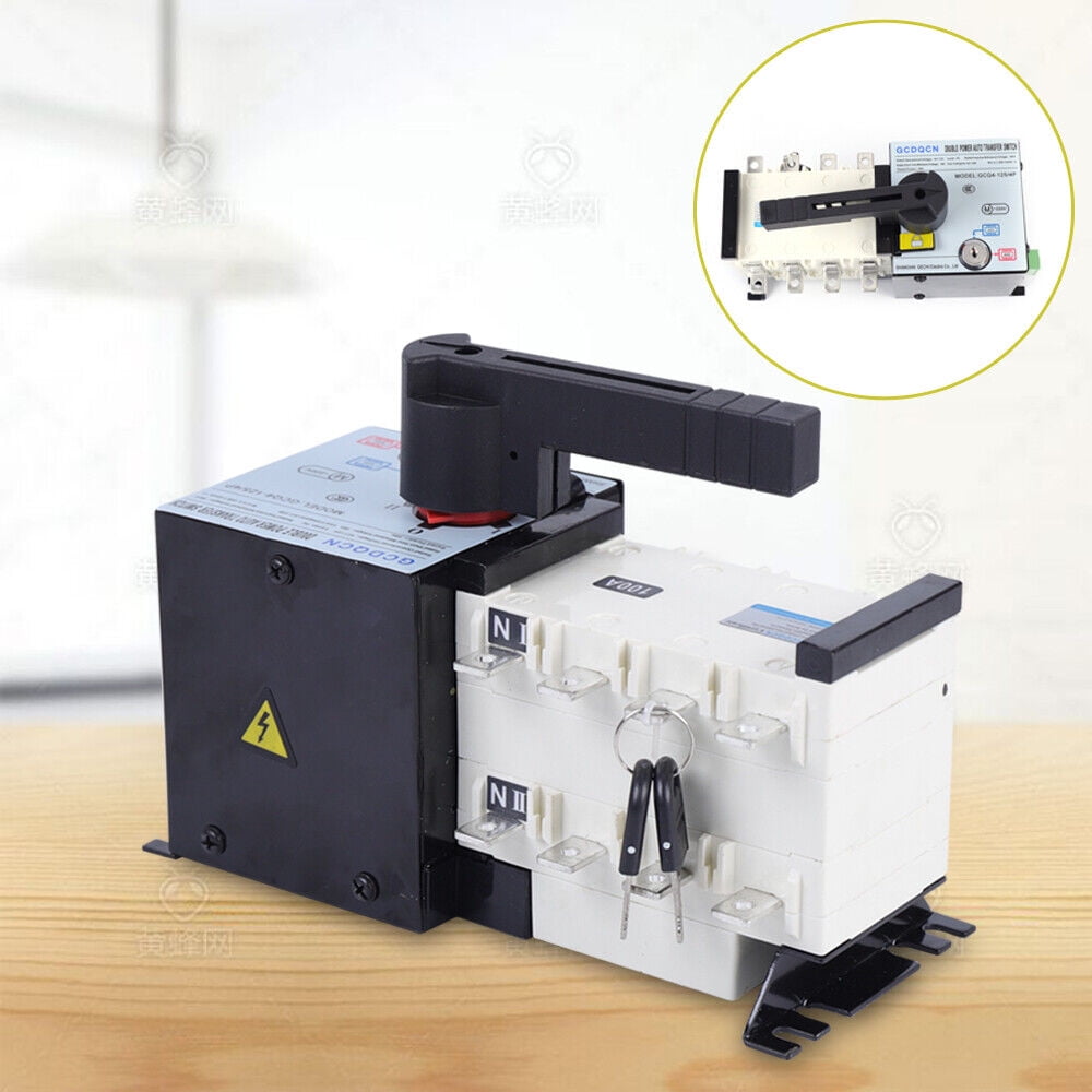 White and Black Dual Power Transfer Switch, Automatic Changeover Switch, 4P 100A Transfer Switch 9.64*4.13*7.48 in