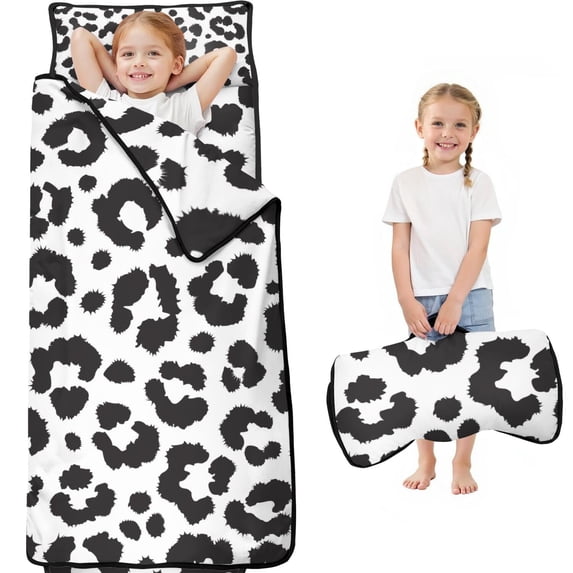 White and Black Of Leopard Print Toddler Nap Mats for Kids Preschool,Sleeping Mat Bag or Kids,Toddler Sleeping Bag,Toddler Nap Mat or Daycare
