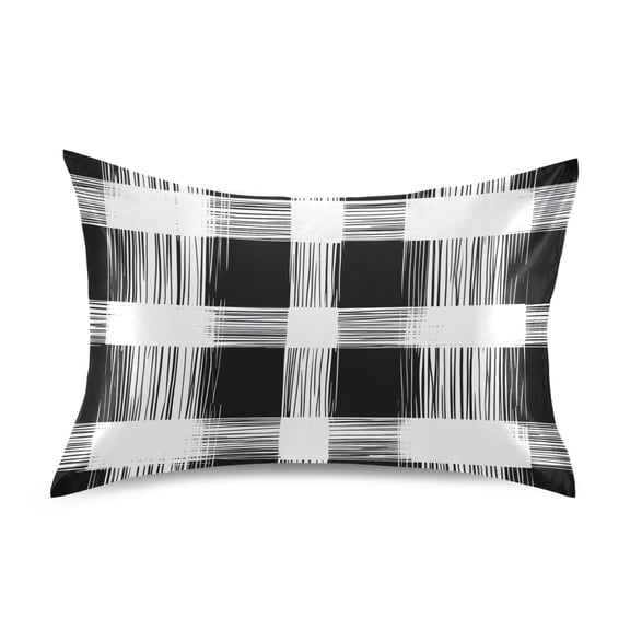 White and Black Queen Size Pillowcase Silky Smooth Finish Anti Wrinkle Design Easy Envelope Closure 20x30in