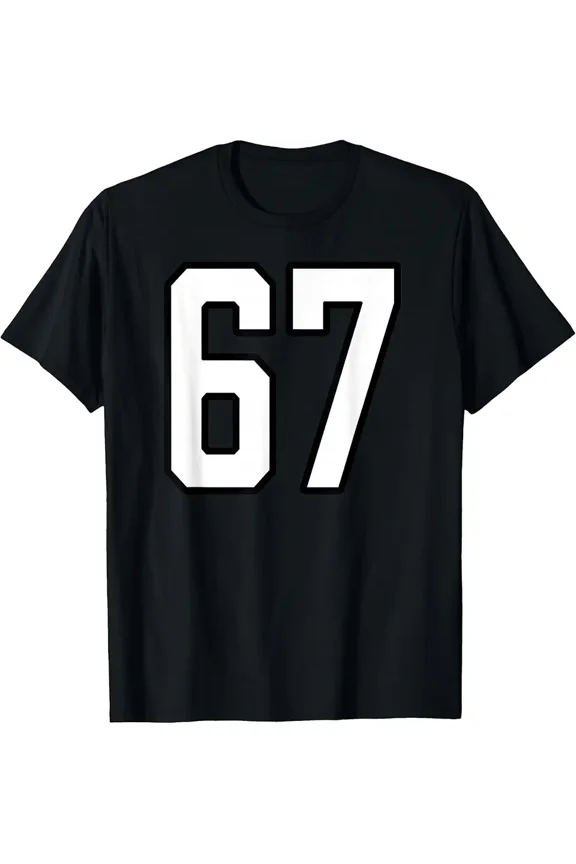 White and Black Sports Number 67 Jersey Uniform Player T-Shirt