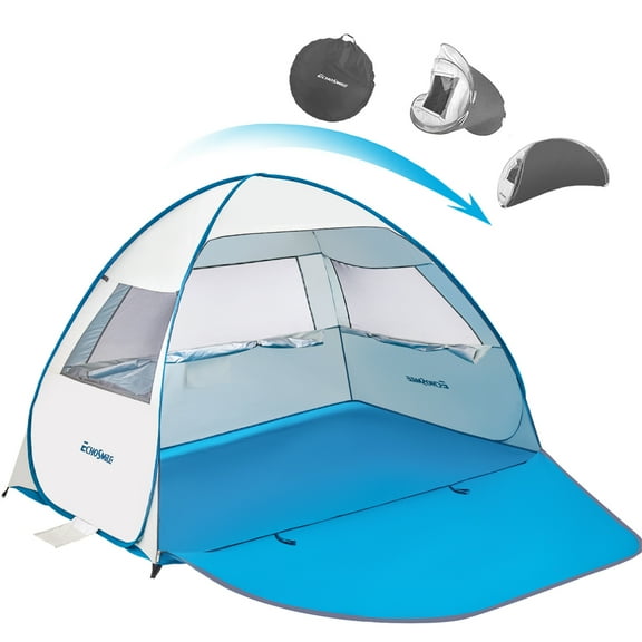 White and Blue 4-Person Nylon Dome Tent
