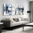 thumbnail image 1 of White and Blue Abstract Canvas Wall Art for Bathroom Living Room Bedroom Home Office Modern d Grey Abstract Picture Prints Size 12" x 16" x 3 Pieces, 1 of 7