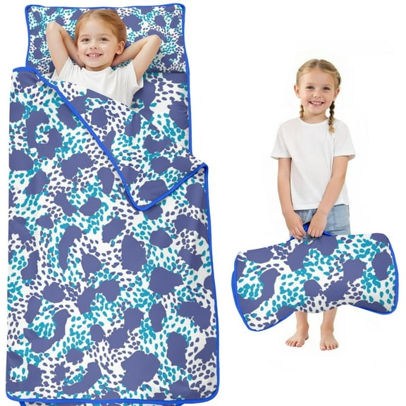 White and Blue Of Animal Print Toddler Nap Mats for Kids Preschool,Sleeping Mat Bag or Kids,Toddler Sleeping Bag,Toddler Nap Mat or Daycare