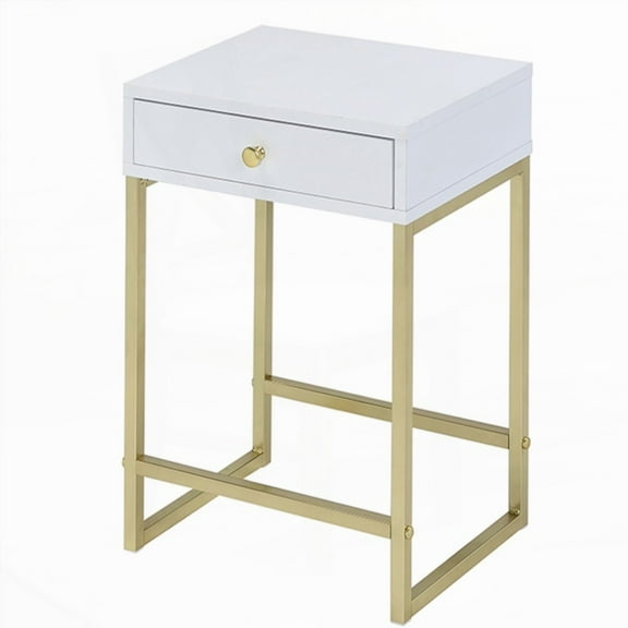 Space-Saving White and Brass Coffee Table for Living Room - Easy to Clean