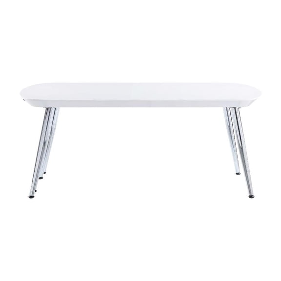 White and Chrome Coffee Table with Glass Top and Metal Frame Contemporary Design