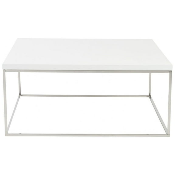 White and Chrome High Gloss Square Coffee Table