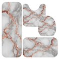 thumbnail image 1 of White and Copper Marble Pattern Bathroom Rug Set 4 Piece,Includes Contour,Lid Cover,Bath Mat,Non-Slip Extra Soft Absorbent Washable, 1 of 5