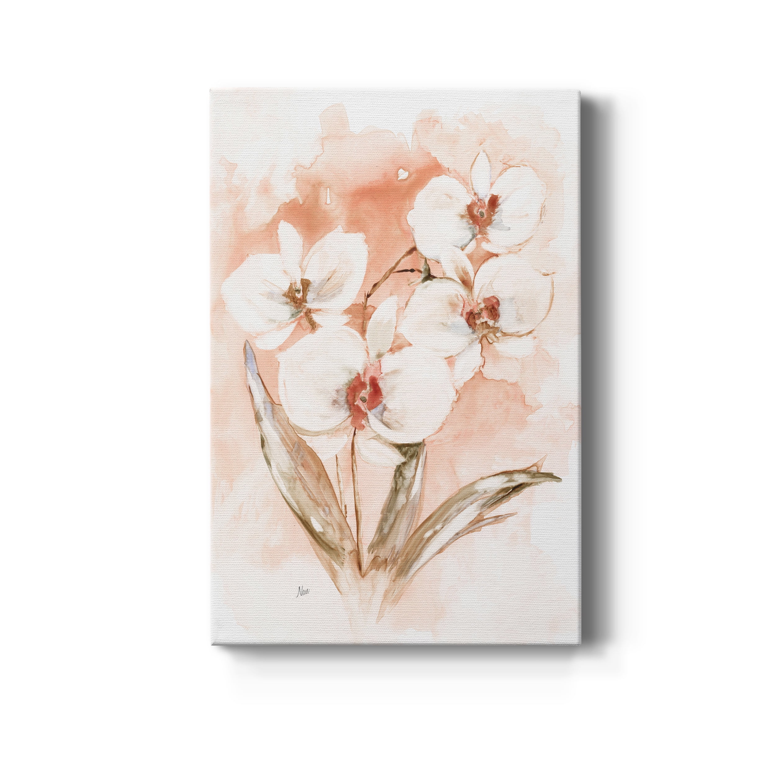White and Coral Orchid I Premium Gallery Wrapped Canvas - Ready to Hang - 8 x 12