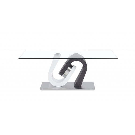White and Dark Grey Two Tone Ultra modern Coffee Table with Glass Top