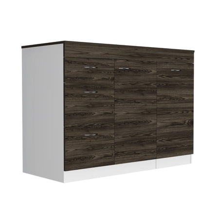 White and Dark Walnut Kitchen Island - Comfortable Kitchen Experience