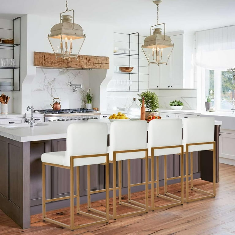 White and Gold Bar Stools, Counter Height Bar Stools Set of for