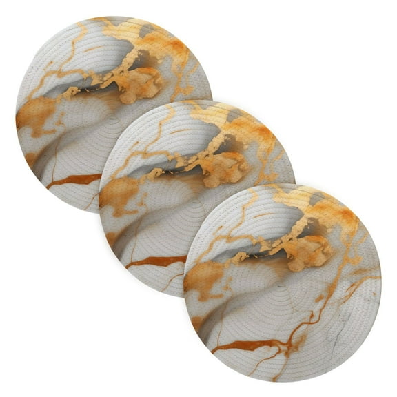 White and Gold Marble 3 PCs Pot Holders Trivets Kitchen 15" Cotton Pans Hot Plate Mats Teapot Coasters Table Protects Large Potholders