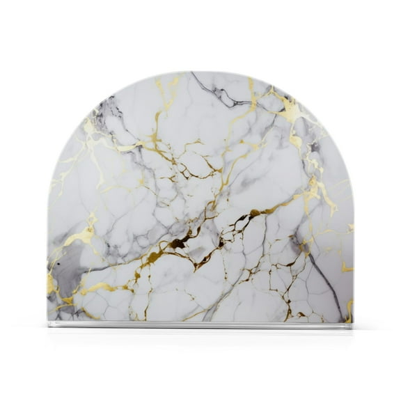 White and Gold Marble Acrylic Napkin Holder Clear Paper Tissue Dispenser Kitchen Dining Room Bathroom Party Hotel
