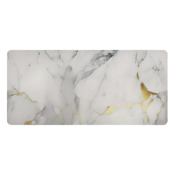 White and Gold Marble Desk Mats Large Mouse Pad Long Keyboard Computer Rubber Base Non-Slip Mats Accessories Decor for Office Home 23.6"x47.2"