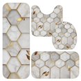 thumbnail image 1 of White and Gold Marble Pattern Bathroom Rug Set 4 Piece,Includes Contour,Lid Cover,Bath Mat,Non-Slip Extra Soft Absorbent Washable, 1 of 5