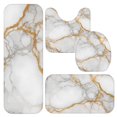 thumbnail image 1 of White and Gold Marble Pattern Bathroom Rug Set 4 Piece,Includes Contour,Lid Cover,Bath Mat,Non-Slip Extra Soft Absorbent Washable, 1 of 5
