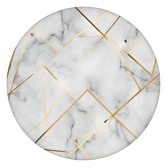 White and Gold Marble Pattern Round Fitted Tablecloth with Elastic Edge, Waterproof Dining Table Cover for Indoor Outdoor Camping and Daily Use