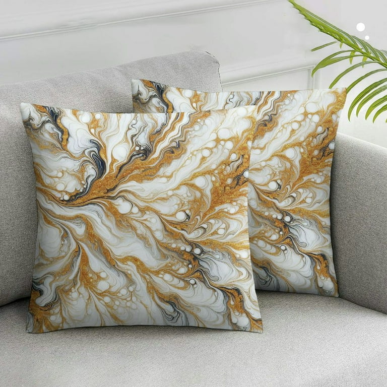 White and Gold Pillow Covers Pattern Bronzing Print Decorative