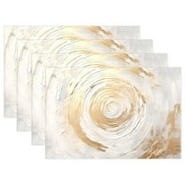 White and Golden Abstract 4 PCs Placemats Set Linen Non-Slip Table Mat Rectangular Washable for Dining Kitchen Party 12"x18"