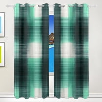 White and Green Fuzzy Grid Blackout Curtains for Living Room Bedroom 55W x 72/84L Insulated Window Drapes 2 Panels