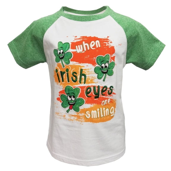 White and Green Irish Eyes Shamrock Kids T-Shirt